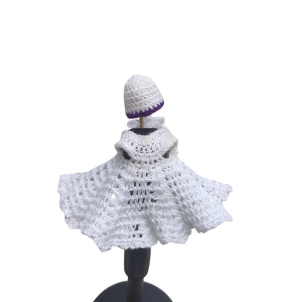Laddu Gopal Tharad Dress Size: 0 To 6 (White-Lavender) – Design 01