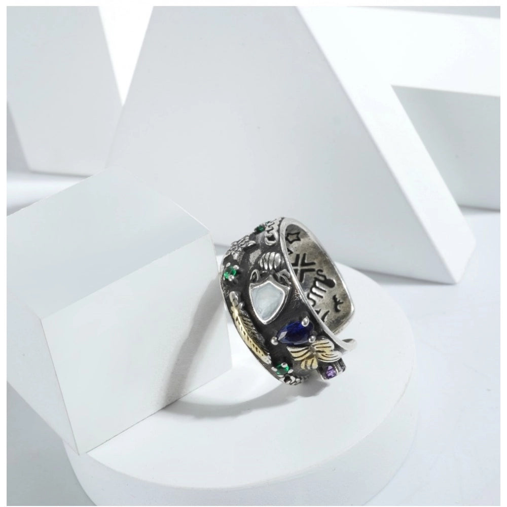 Stainless Steel Imported Office Wear Free Size Ring (Silver Plated)