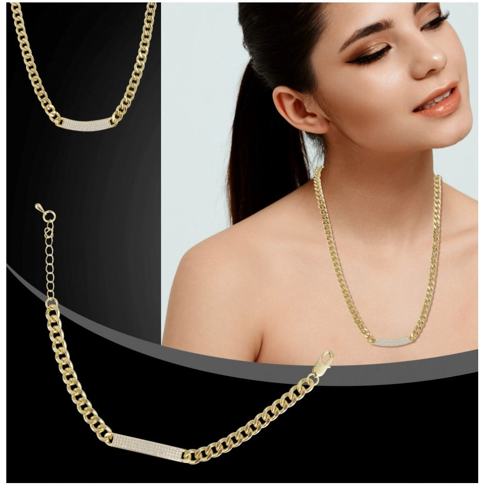 Stainless Steel Gold Polish Polish Hand Bracelet And Necklace (Gold Plated)