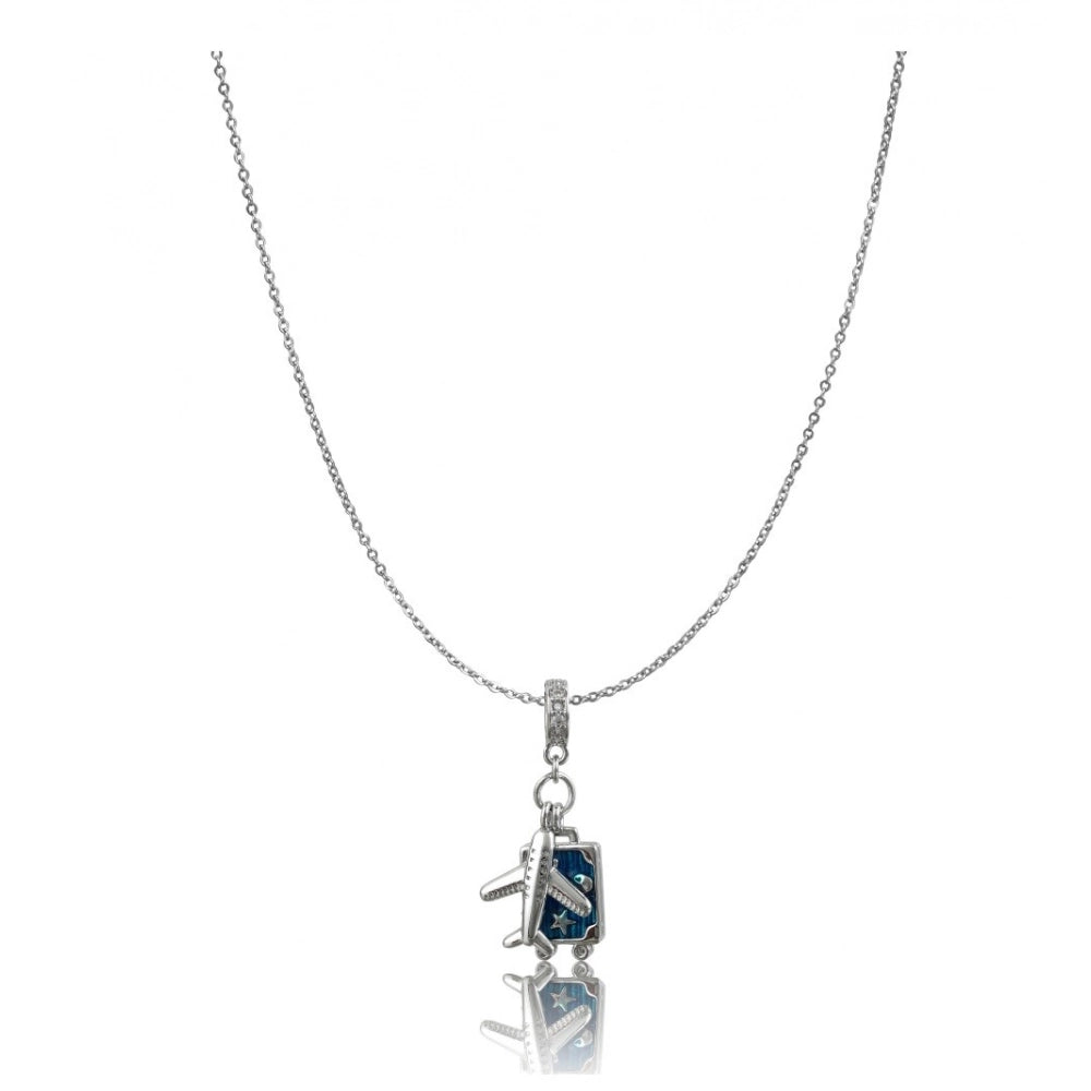 Stainless Steel Airplane Design Pendant Delicate Chain (Silver Plated)