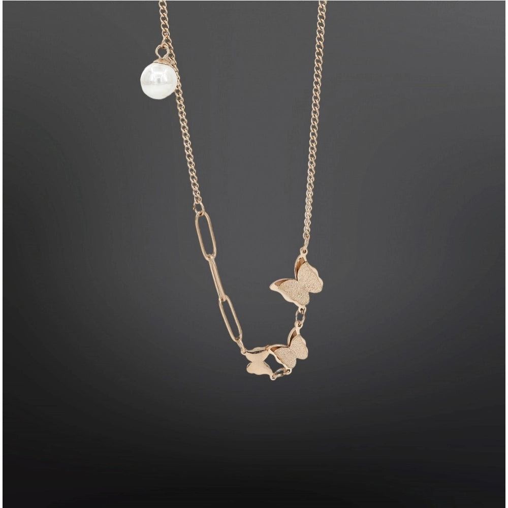 Stainless Steel Butterfly Pendant Delicate Chain (Gold Plated)