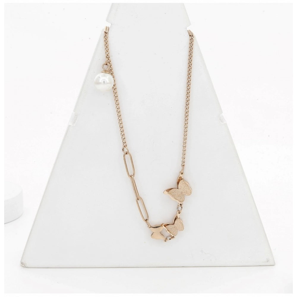 Stainless Steel Butterfly Pendant Delicate Chain (Gold Plated)