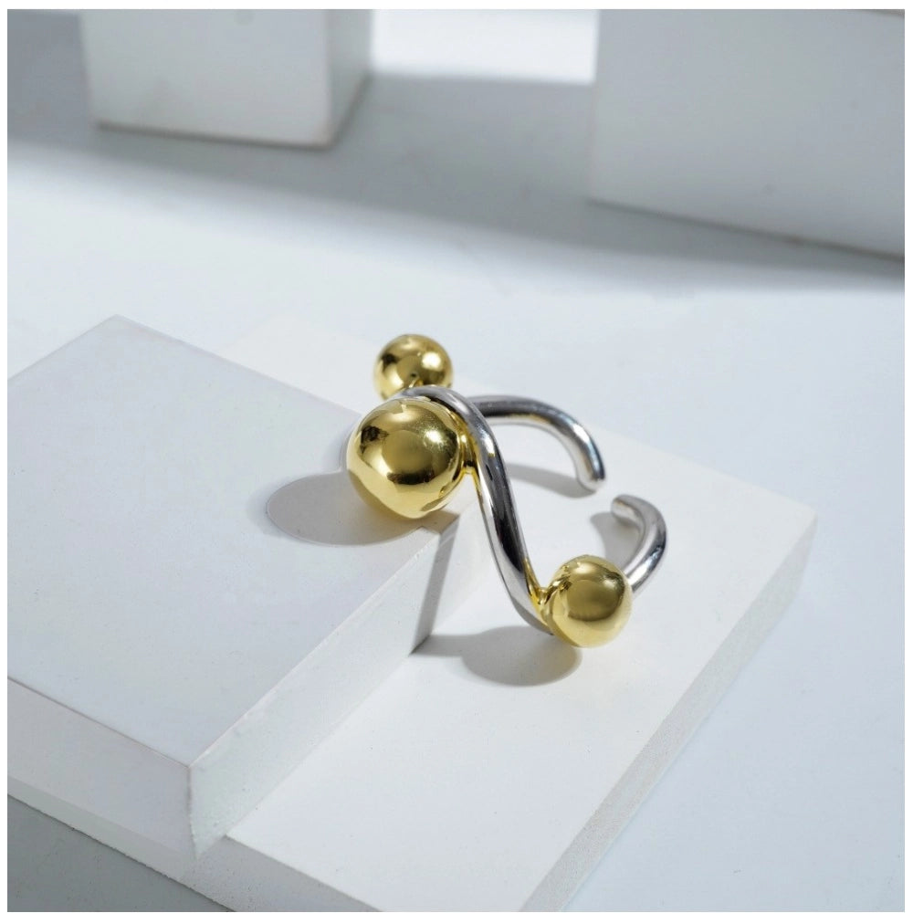 Stainless Steel Stainless Steel Daily Wear Free Size Ring (Silver Plated)