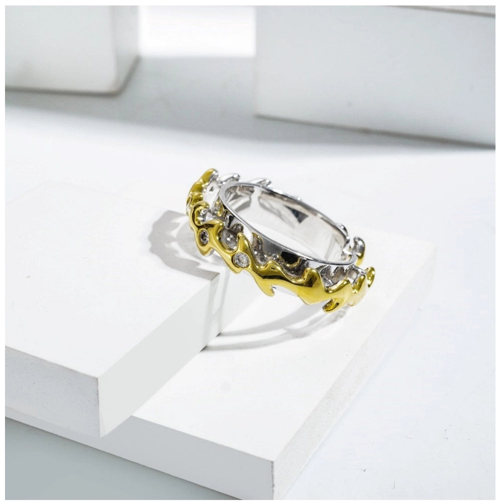 Stainless Steel Double Tone Free Size Ring (Silver Plated)