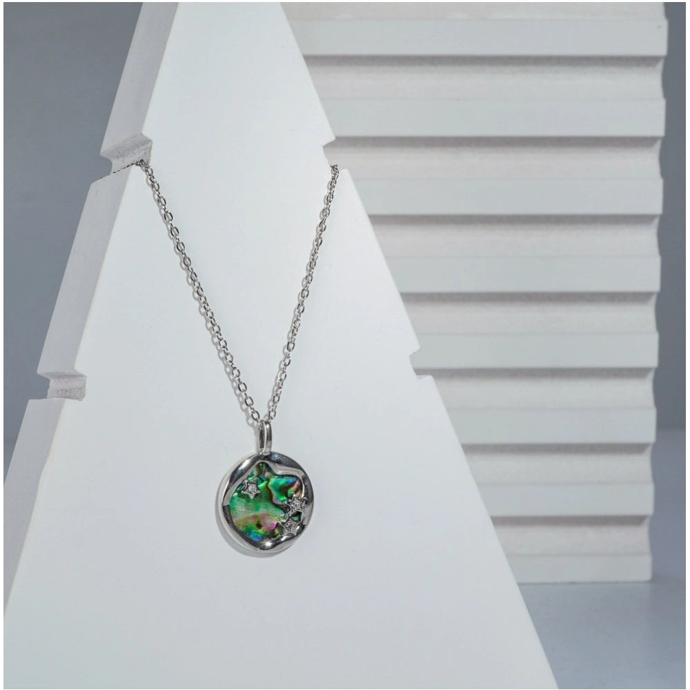 Stainless Steel Galaxy Pendant Delicate Chain (Silver Plated)