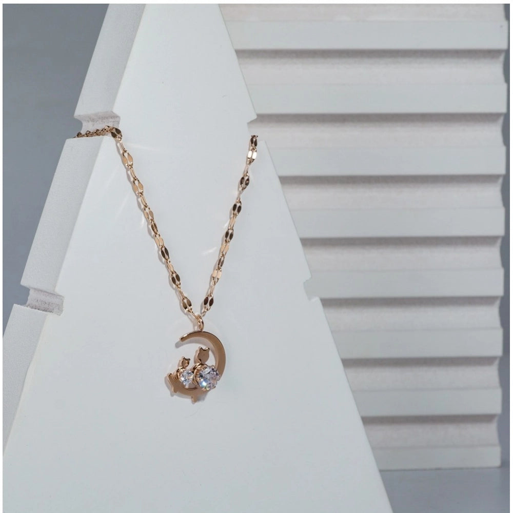 Stainless Steel Moon Pendant Delicate Chain (Gold Plated)