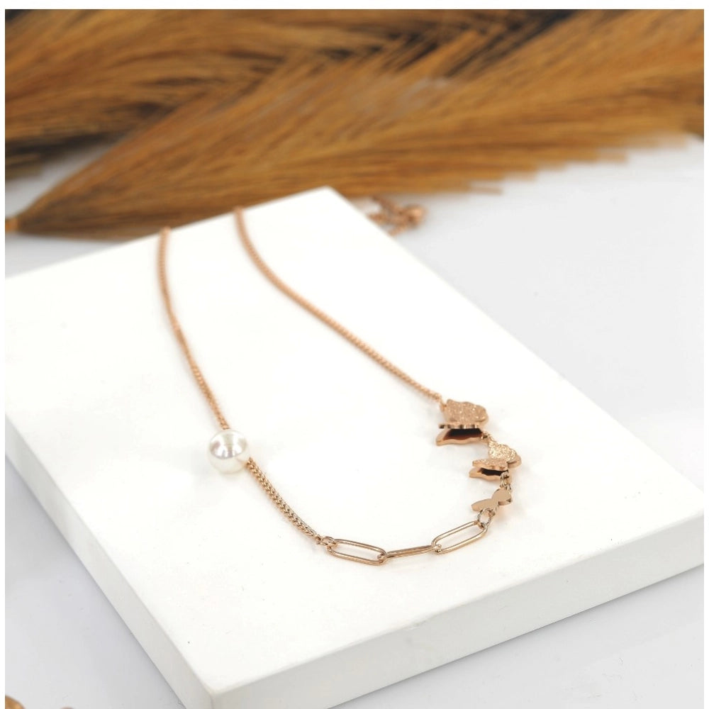 Stainless Steel Butterfly Pendant Delicate Chain (Gold Plated)