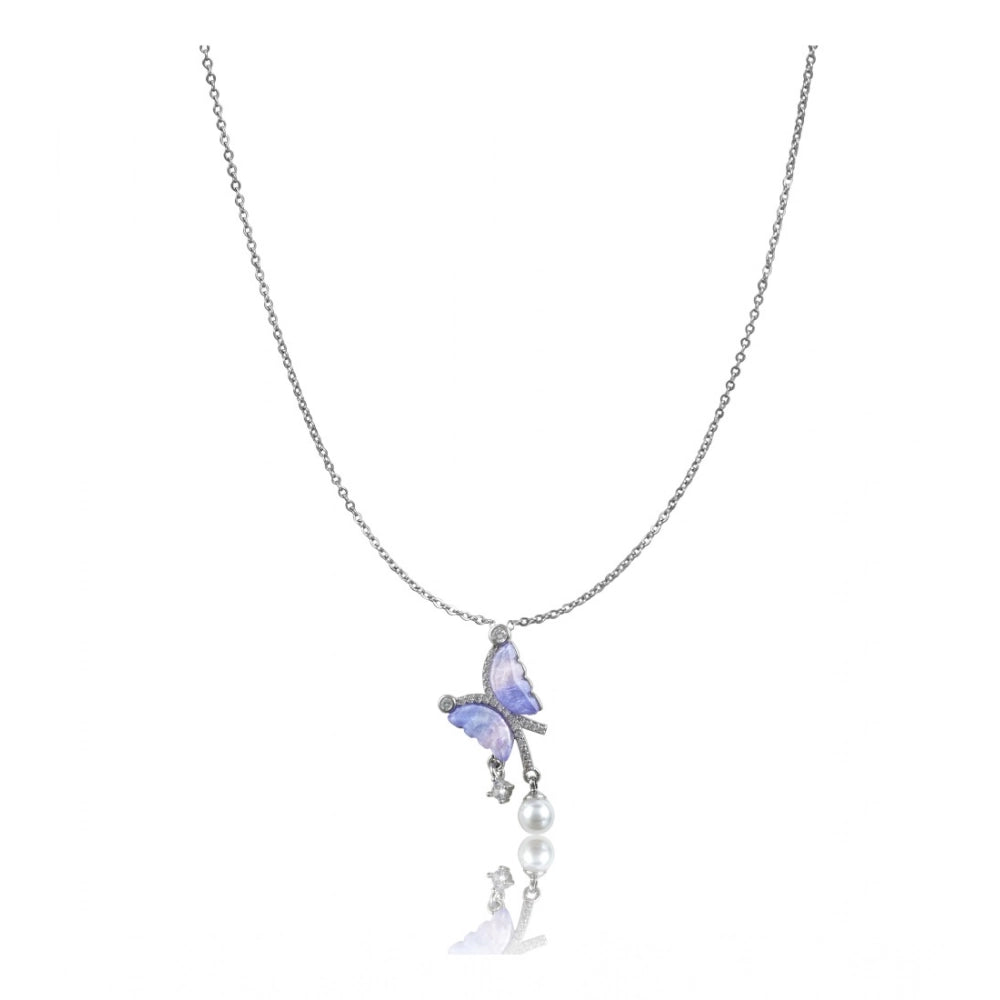 Stainless Steel Butterfly Dailywear Pendant Delicate Chain (Silver Plated)