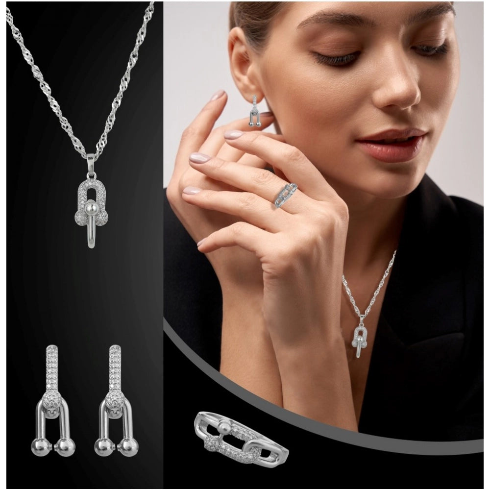 Stainless Steel Unique Design Silverpolish Combo Jewelry (Silver Plated)