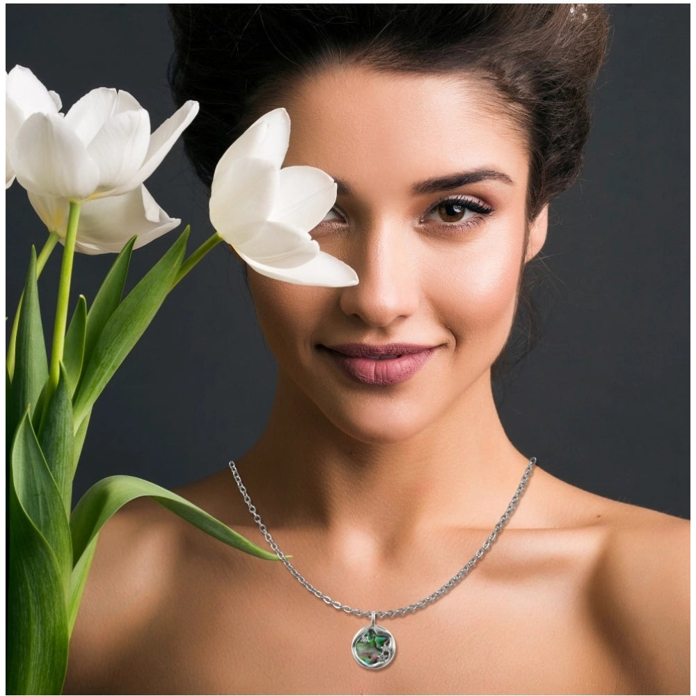 Stainless Steel Galaxy Pendant Delicate Chain (Silver Plated)