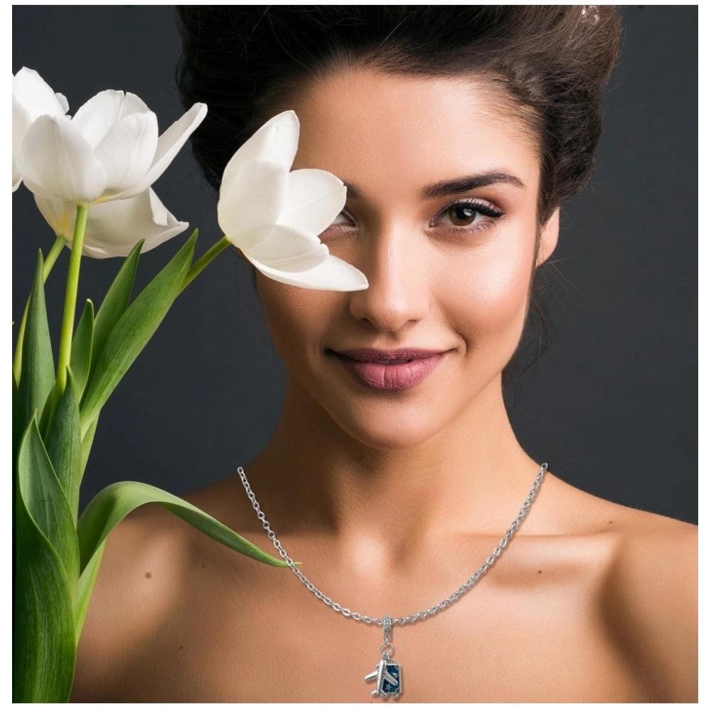 Stainless Steel Airplane Design Pendant Delicate Chain (Silver Plated)