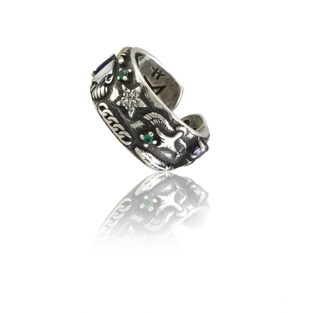 Stainless Steel Imported Office Wear Free Size Ring (Silver Plated)