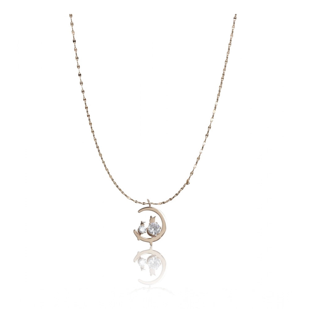 Stainless Steel Moon Pendant Delicate Chain (Gold Plated)