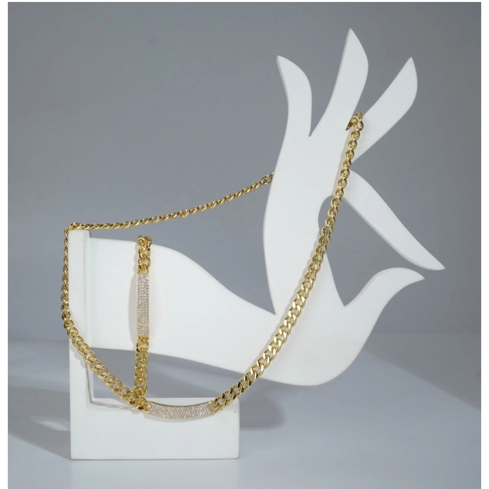 Stainless Steel Gold Polish Polish Hand Bracelet And Necklace (Gold Plated)