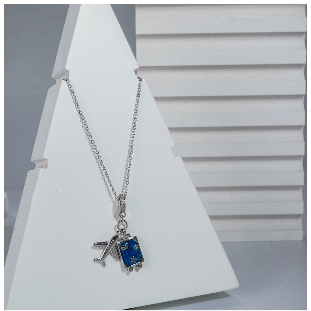 Stainless Steel Airplane Design Pendant Delicate Chain (Silver Plated)