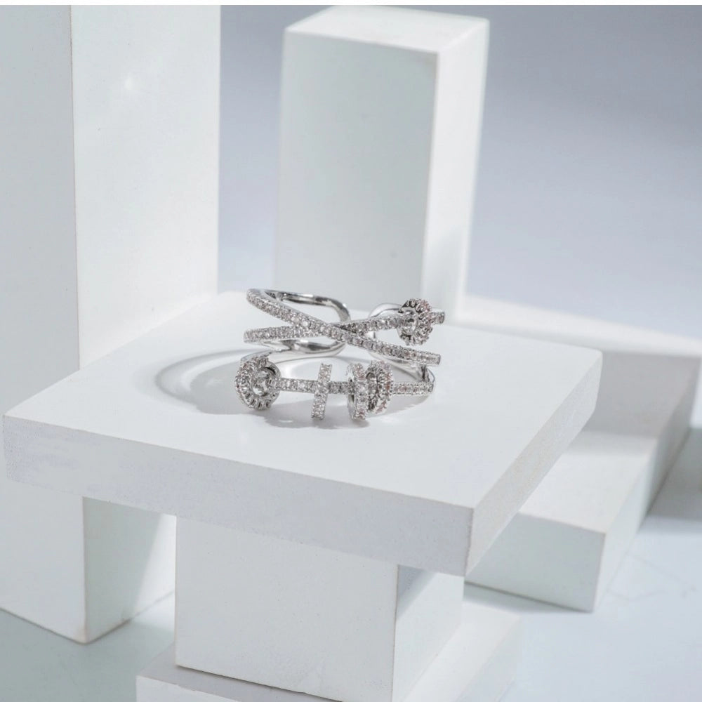 Stainless Steel Silver Free Size Ring (Silver Plated)