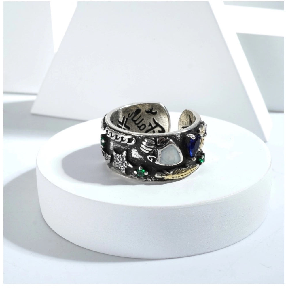 Stainless Steel Imported Office Wear Free Size Ring (Silver Plated)