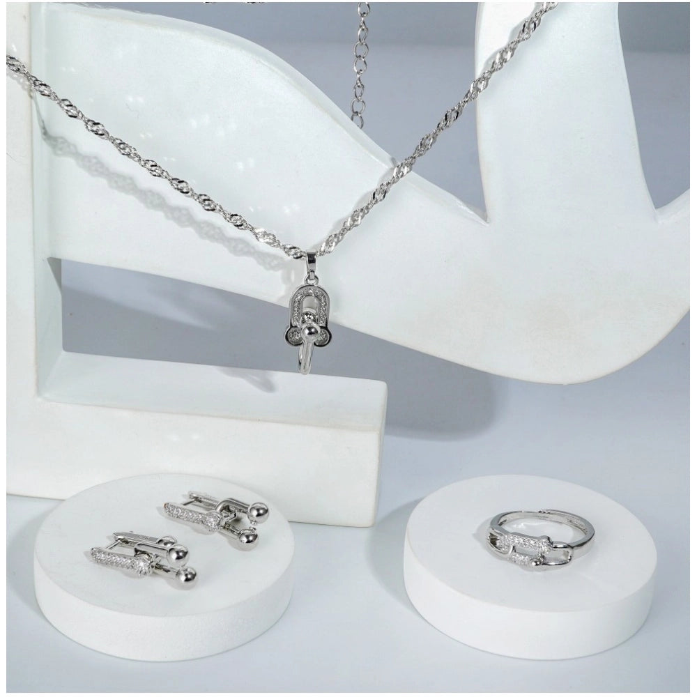 Stainless Steel Unique Design Silverpolish Combo Jewelry (Silver Plated)
