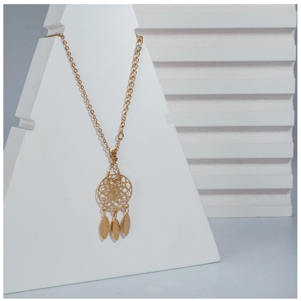 Stainless Steel Dream Catcher Pendant Delicate Chain (Gold Plated)