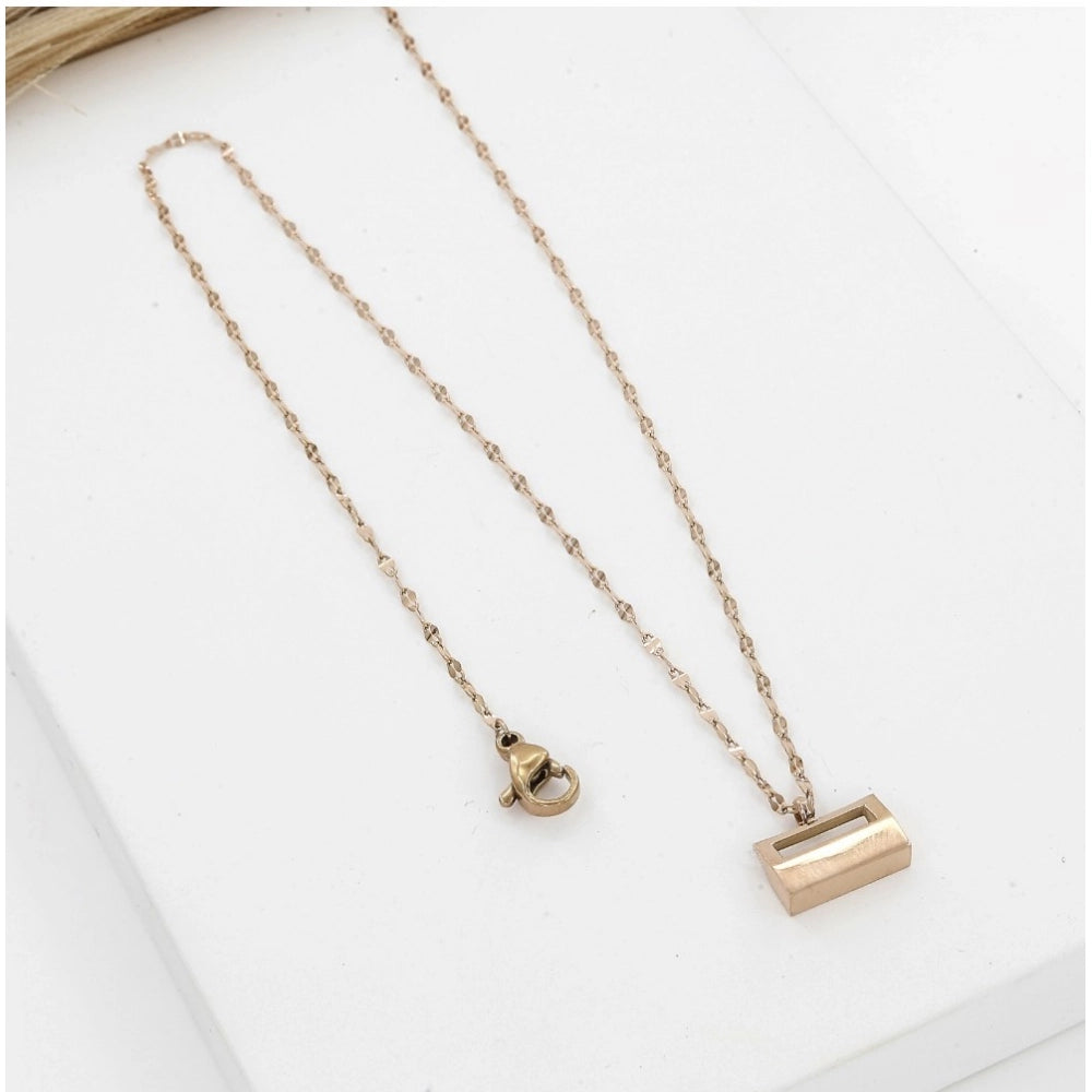 Stainless Steel Mini Suitcase Pendant Delicate Chain (Gold Plated)