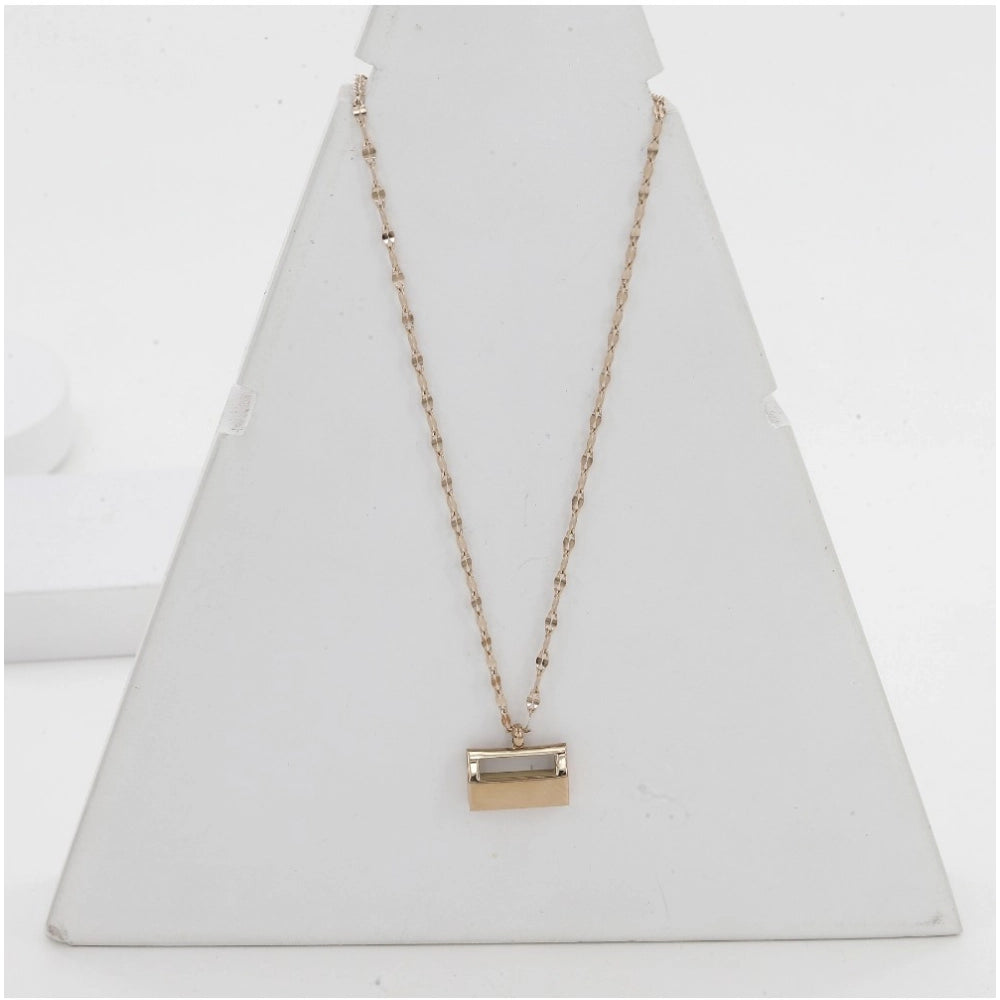 Stainless Steel Mini Suitcase Pendant Delicate Chain (Gold Plated)