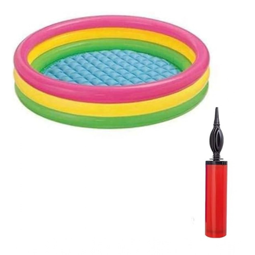 Plastic Bath Tub With Pump 3 Ft Round For Kids (Multicolor)
