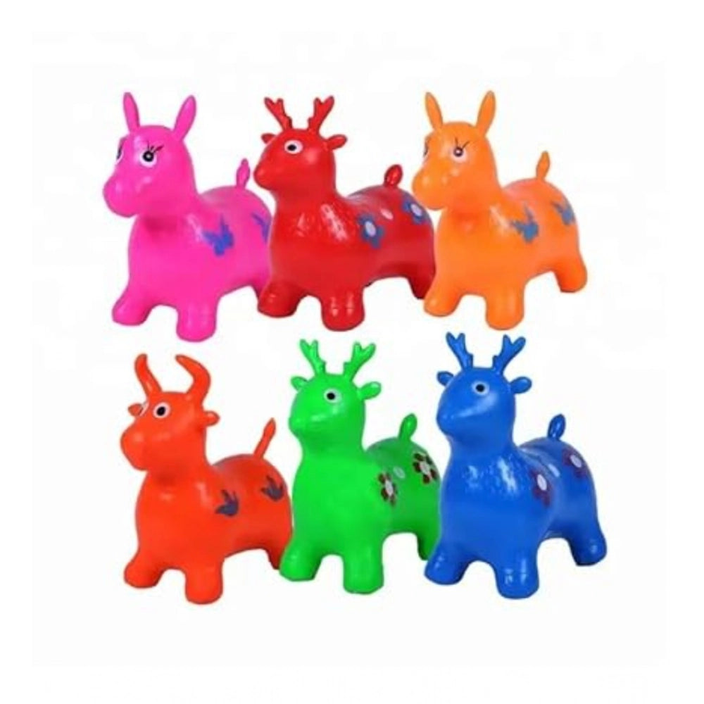 ‎‎Plastic Inflatable Jumping And Riding Horse Air Animal Shape Jumping Toys (Multicolor)