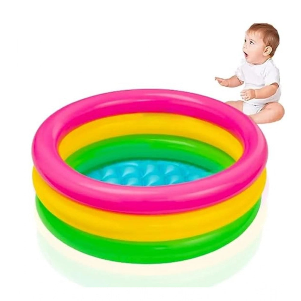 Plastic Bath Tub With Pump 3 Ft Round For Kids (Multicolor)