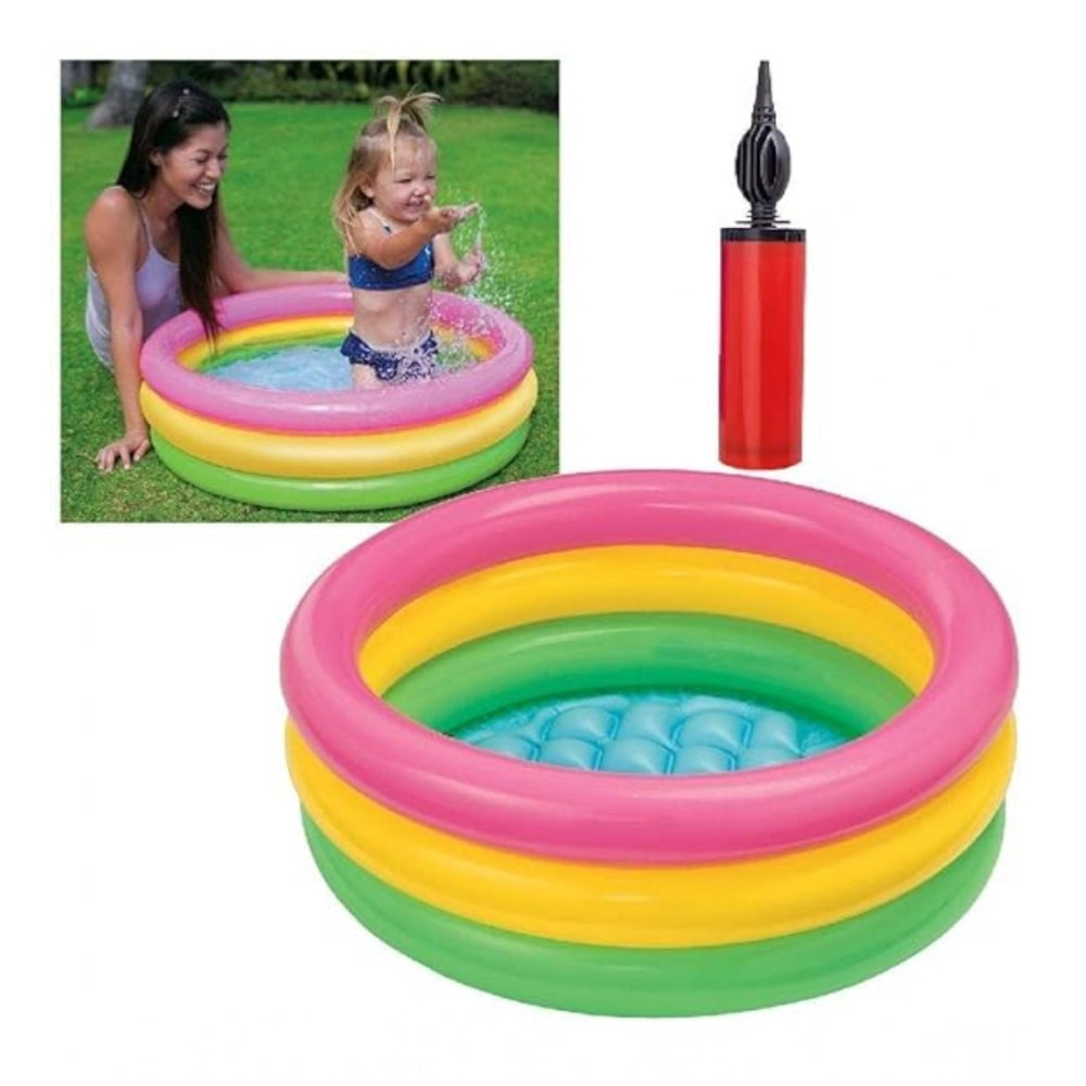Plastic Bath Tub With Pump 2 Ft Round For Kids (Multicolor)