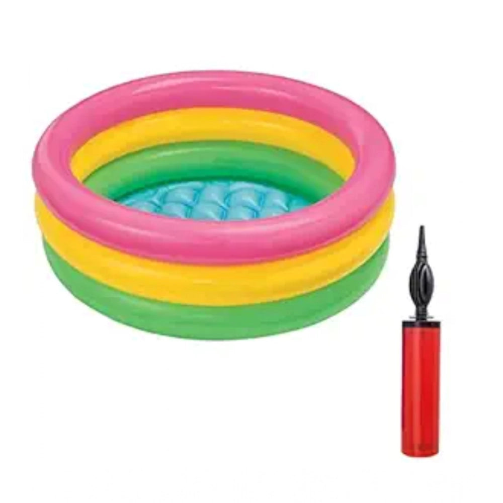 Plastic Bath Tub With Pump 2 Ft Round For Kids (Multicolor)