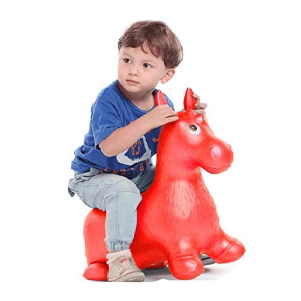 ‎‎Plastic Inflatable Jumping And Riding Horse Air Animal Shape Jumping Toys (Multicolor)