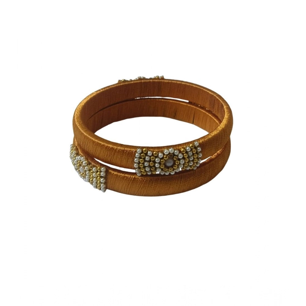 Plastic Silk Thread Bangles (Light Brown, Size: 2.1)