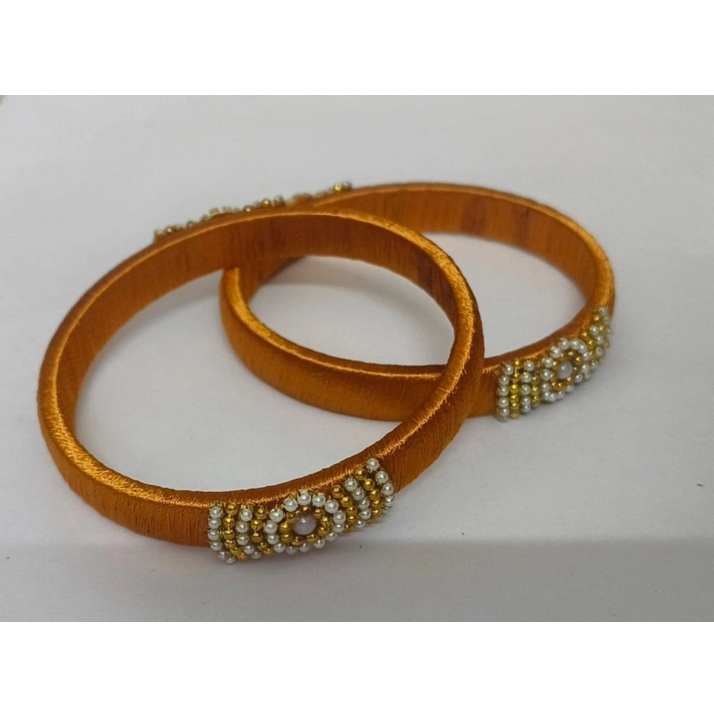 Plastic Silk Thread Bangles (Light Brown, Size: 2.1)