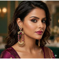 Zinc Alloy Gold Plated Chandbali Earrings (Multicolor) – Design 03