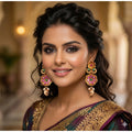 Zinc Alloy Gold Plated Jhumka Earrings (Multicolor)