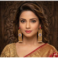 Zinc Alloy Gold Plated Dangler Earrings (Multicolor)