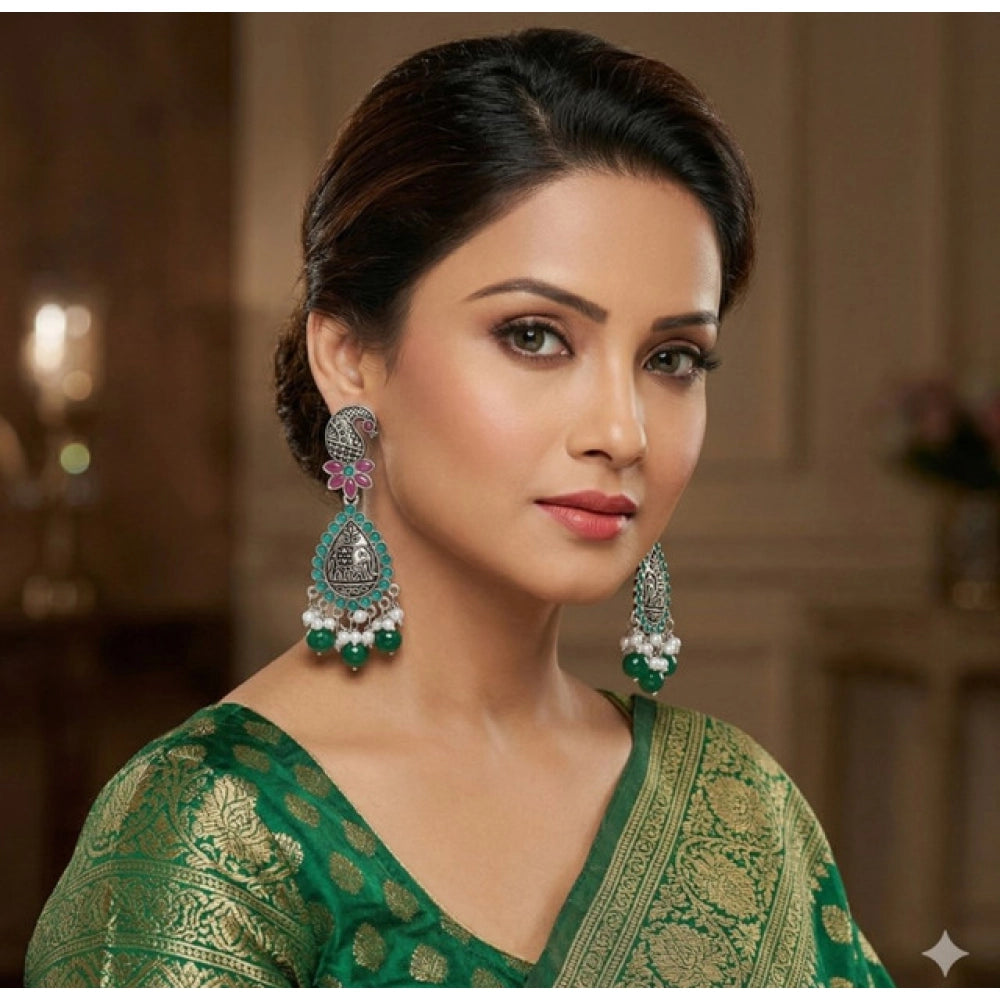 Zinc Alloy Gold Plated Chandbali Earrings (Multicolor) – Design 08