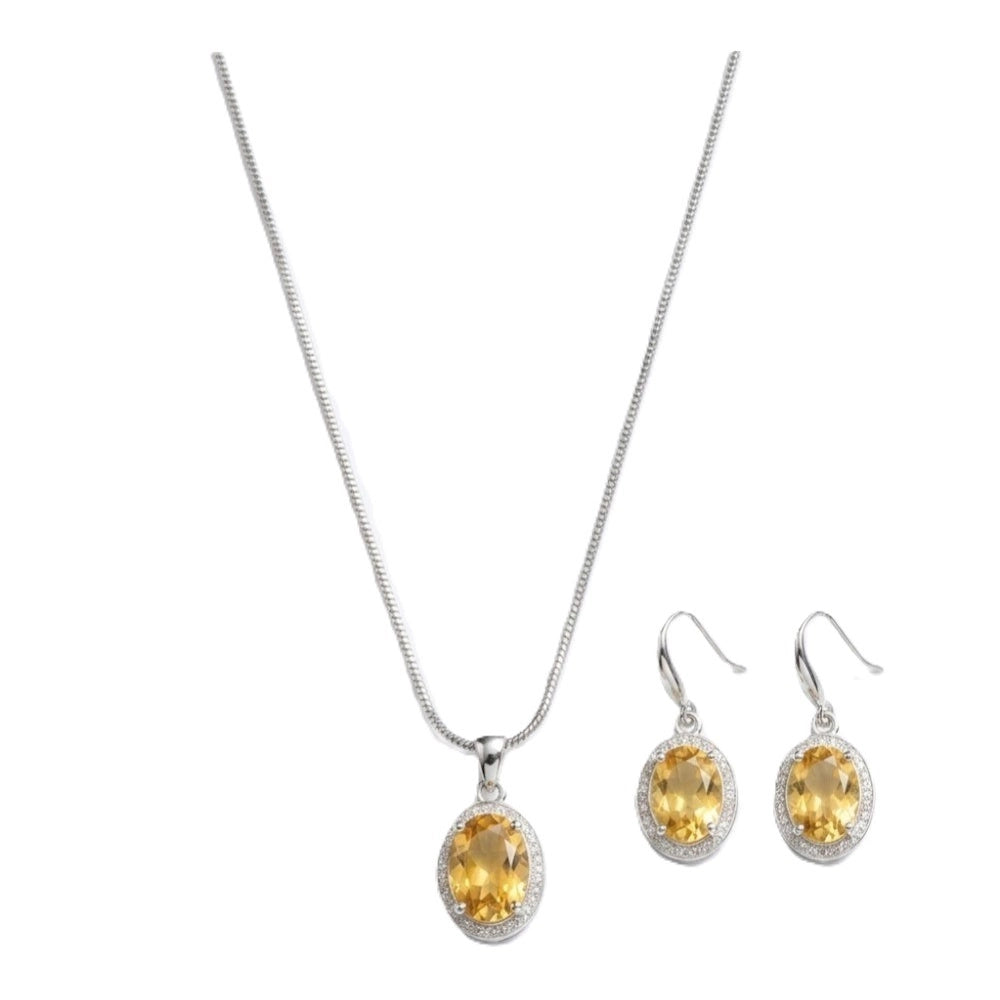 Brass Silver Plated Pendant Set (Yellow)