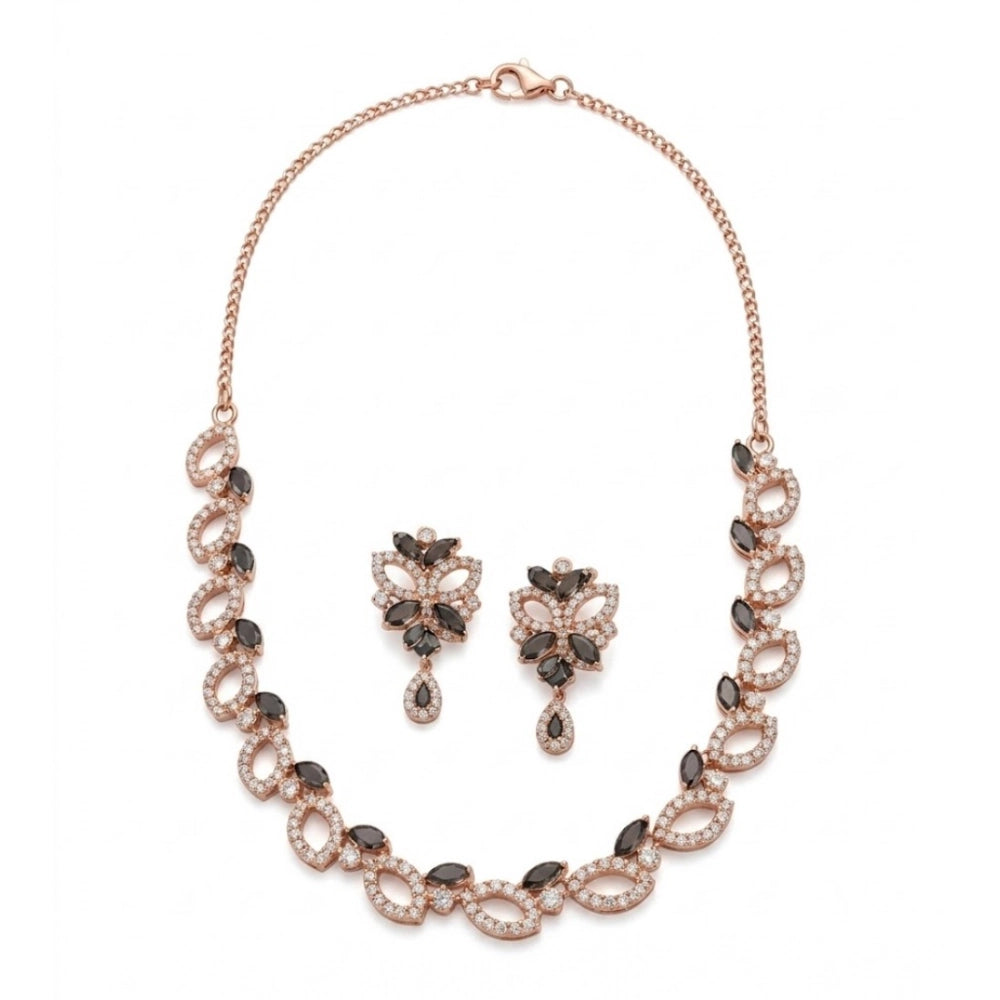 Brass Silver Plated Necklace set (Silver) – Design 01
