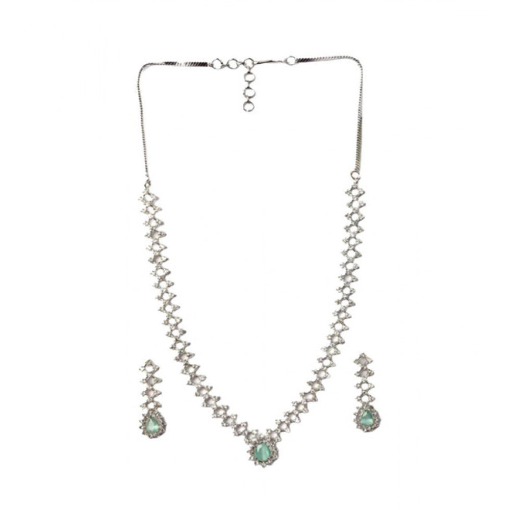 Brass Silver Plated Necklace set (Turquoise) – Design 03