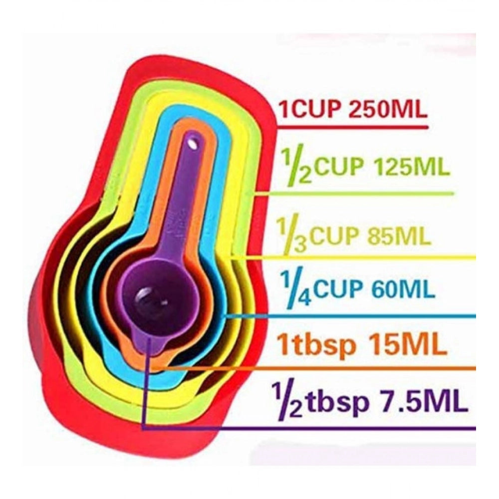 Pack of 4 Colorful Measuring Cup Spoon Set Stackable Kitchen Measuring Cups (Assorted Color)