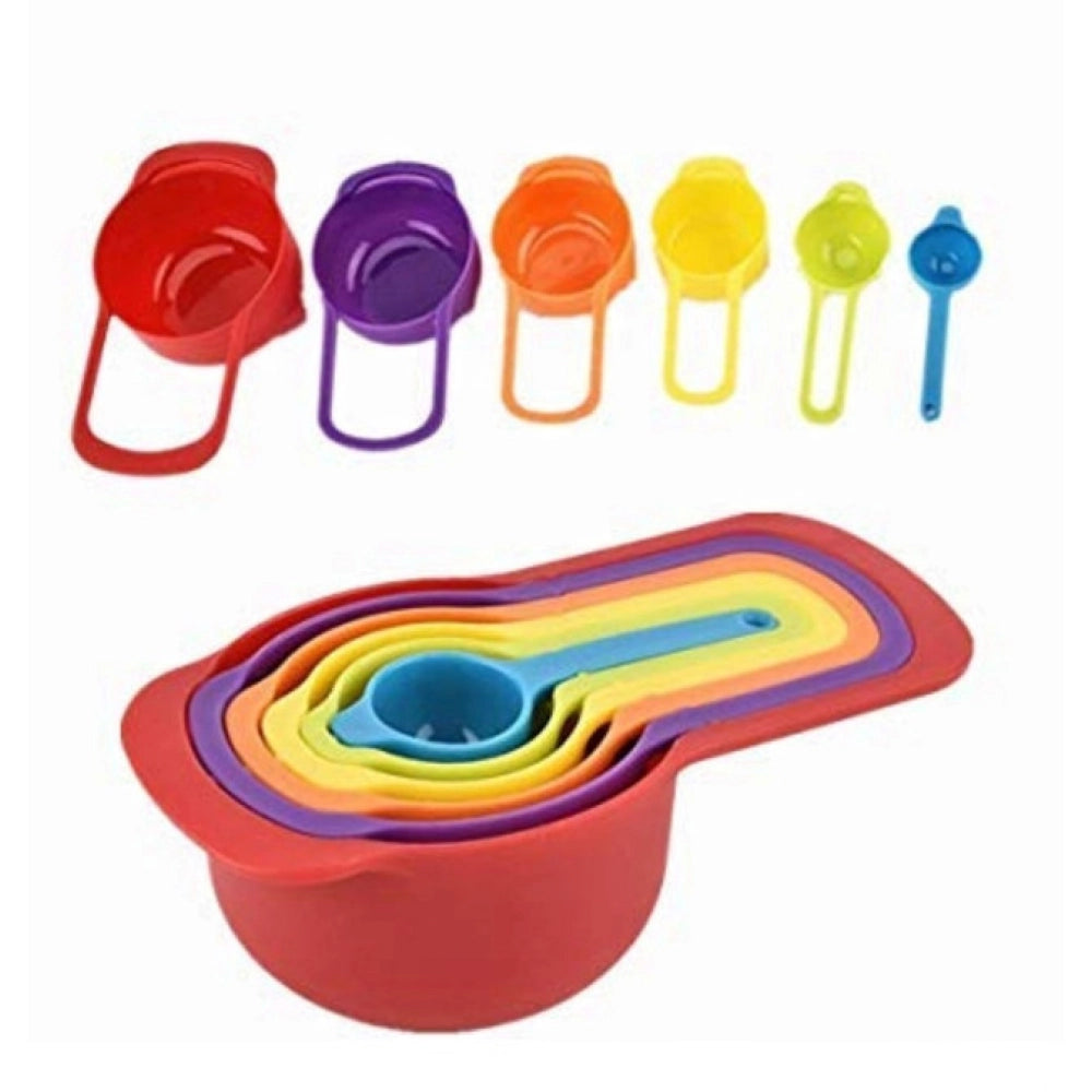 Pack of 4 Colorful Measuring Cup Spoon Set Stackable Kitchen Measuring Cups (Assorted Color)