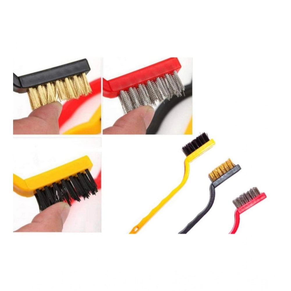 Pack of 3 Small Wire Brush Set for Cleaning And Rust Removal (Assorted Color)