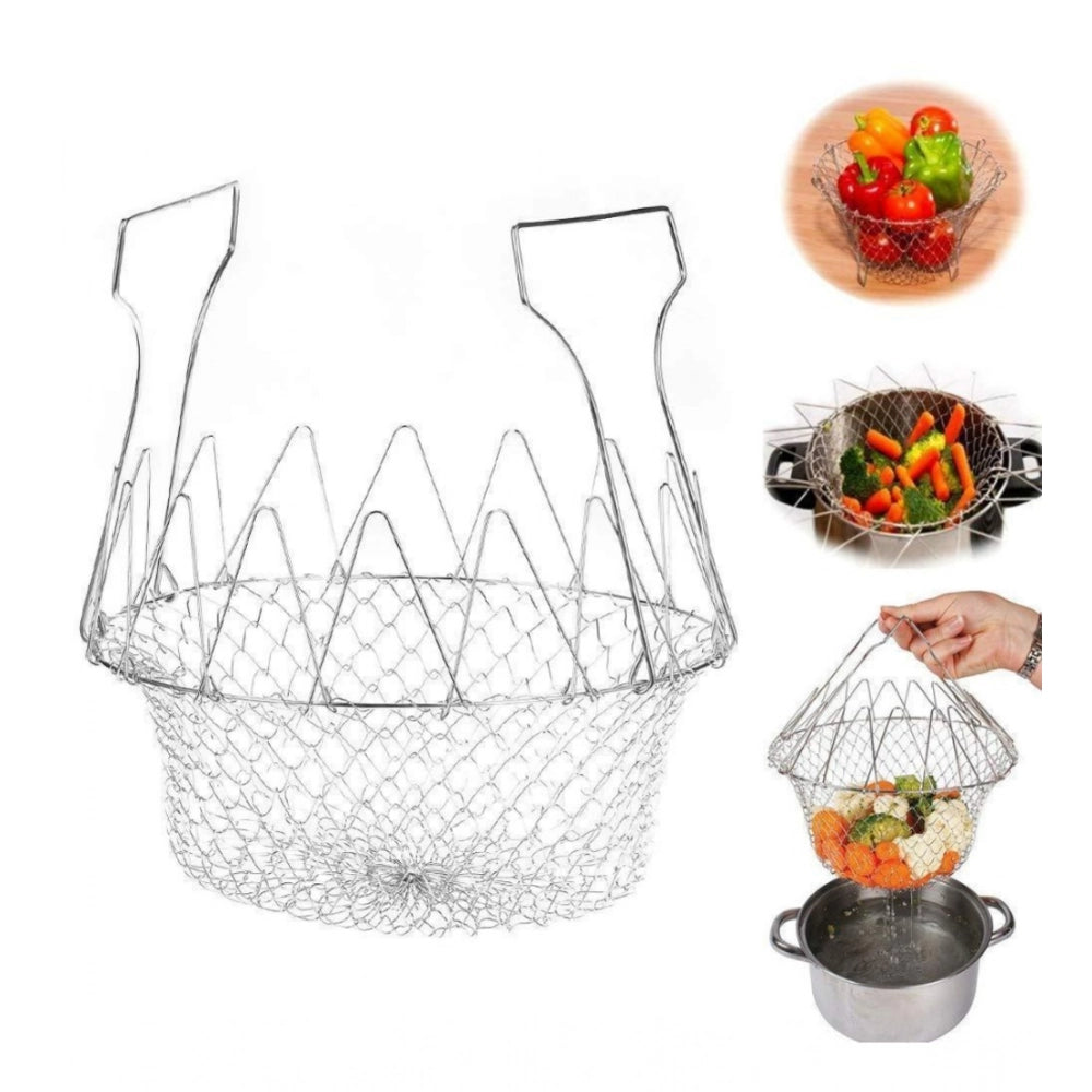 Foldable Chef Basket – Multi-Function Strainer And Steamer (Assorted Color)