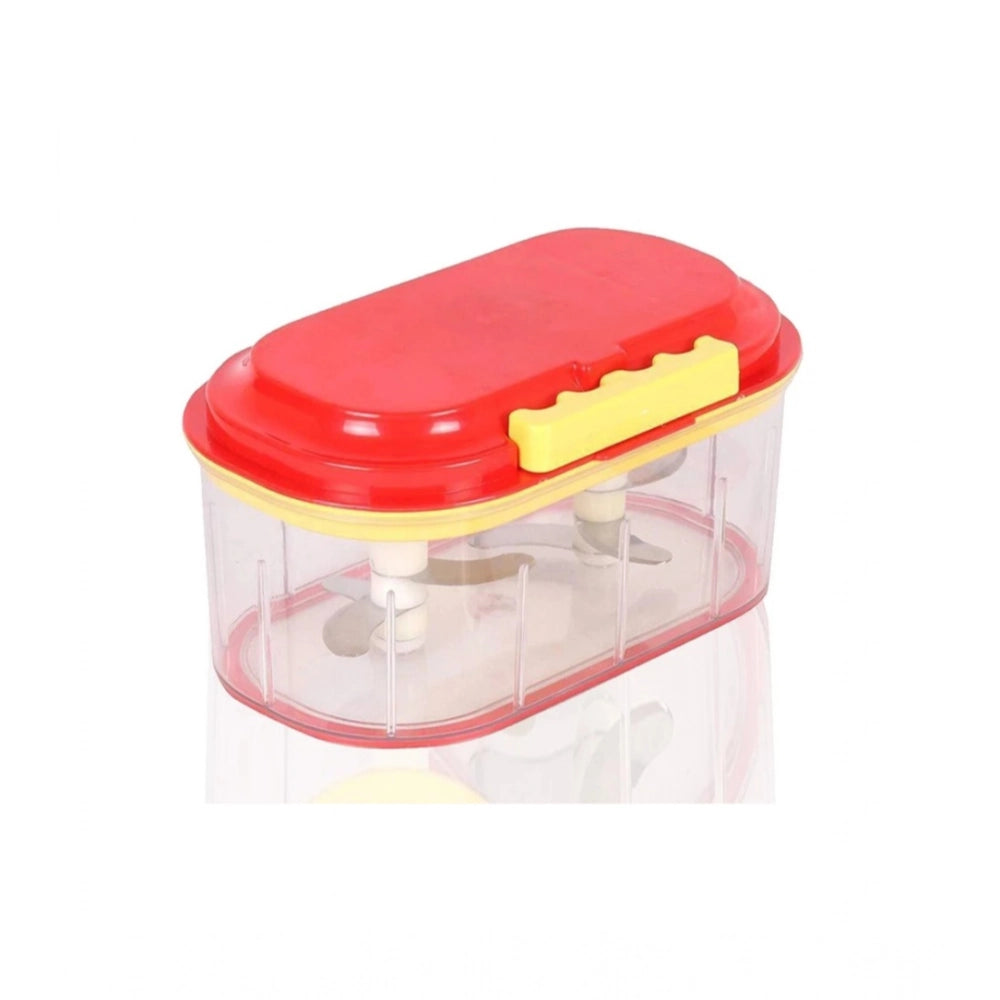 Pack of 2 Twin Bowl Dual-Blade Hand Chopper | Manual Food Processor for Vegetables And Fruits (Assorted Color)