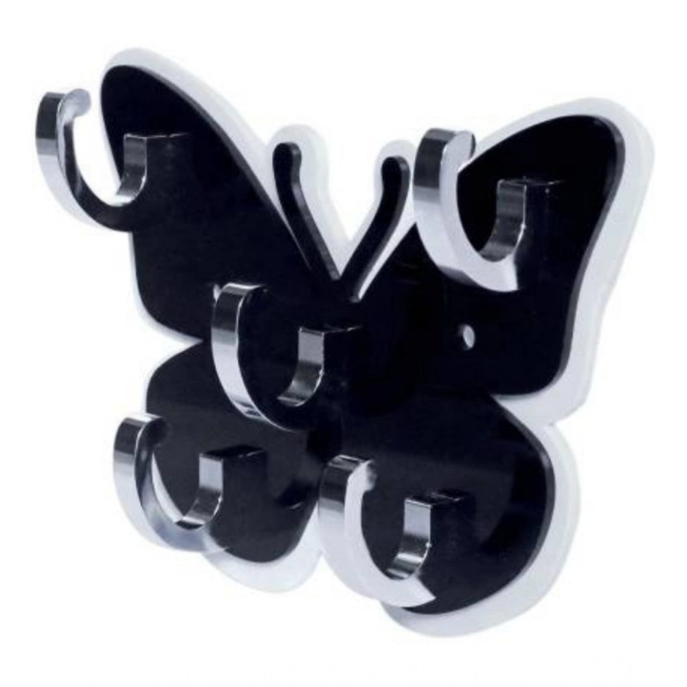 Pack of 2 Butterfly Key Holder – Decorative Wall Mount Key Organizer (Color: Black)