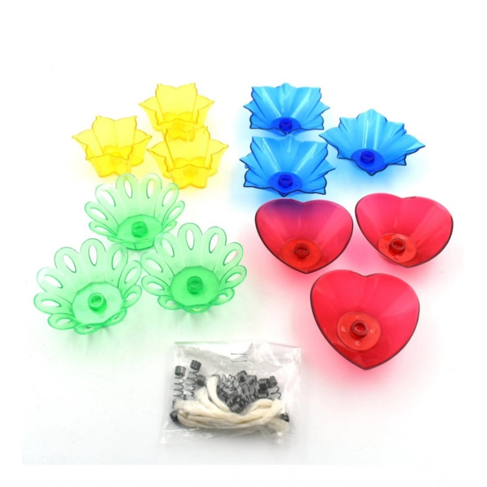 Pack of 2 Floral Diya Set – Multi-Color Tea Light Holders Set of 12 (Assorted Color)