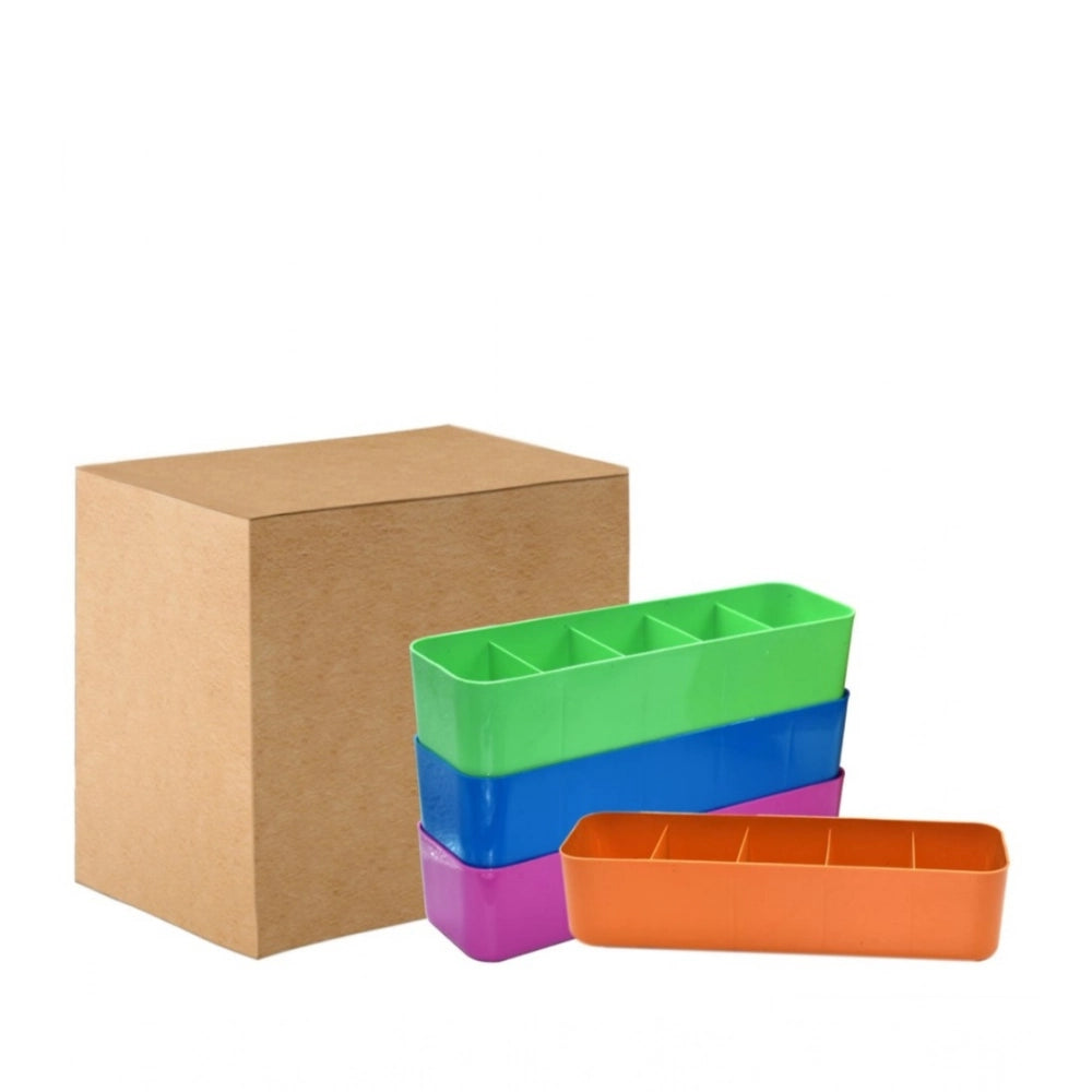Pack of 2 Socks Organizer Tray – 4-Piece Set | Quick 5-Section Storage Trays for Drawer Organizing | Sorting Tray for Socks, Accessories And Closet Storage (Assorted Color)