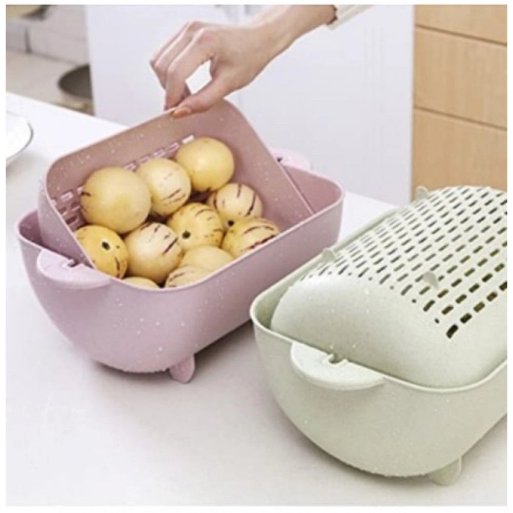 Pack of 2 Multi-Purpose Kitchen Basket – Ideal for Straining, Sieving, Washing And Holding Fruits or Foods (Assorted Color)