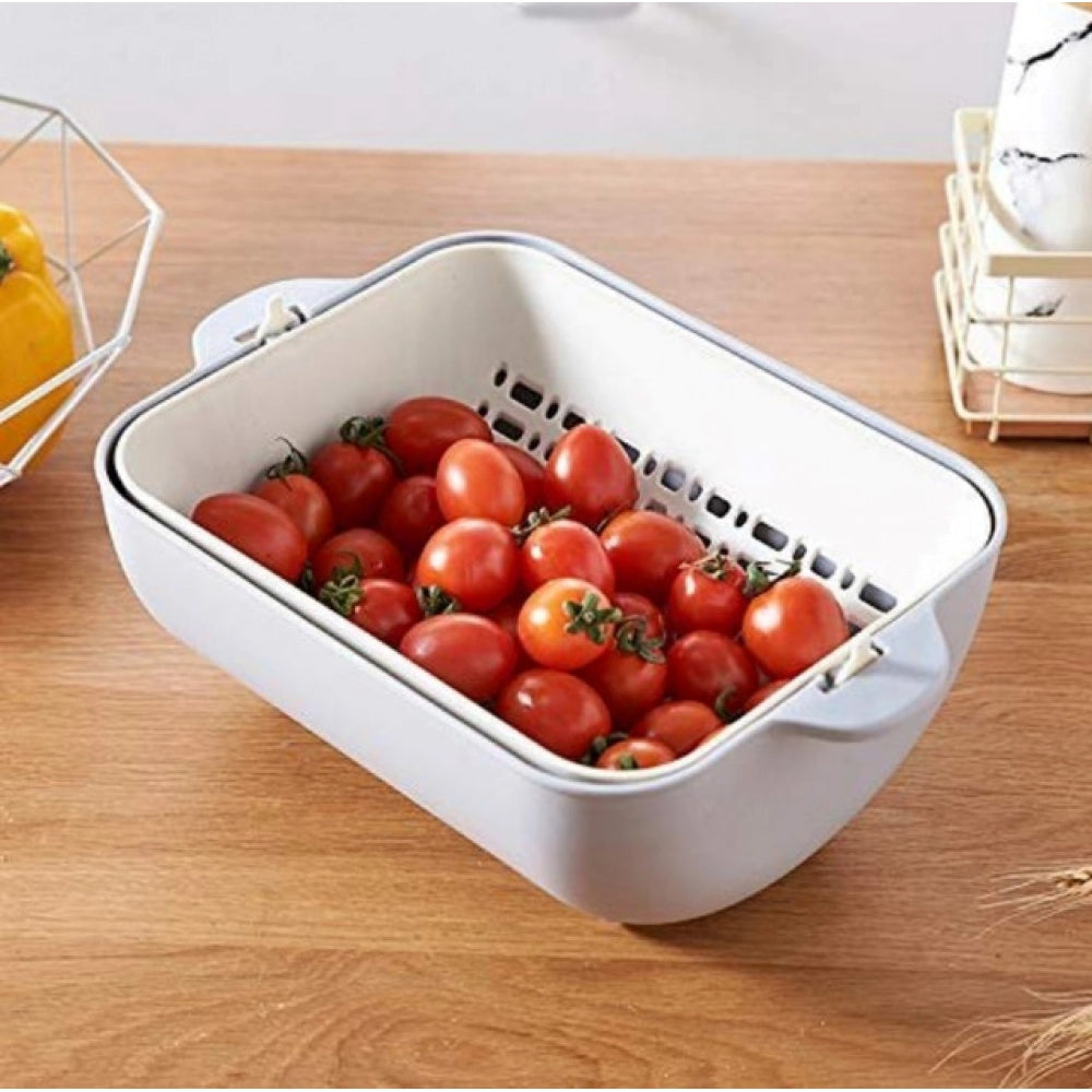 Pack of 2 Multi-Purpose Kitchen Basket – Ideal for Straining, Sieving, Washing And Holding Fruits or Foods (Assorted Color)